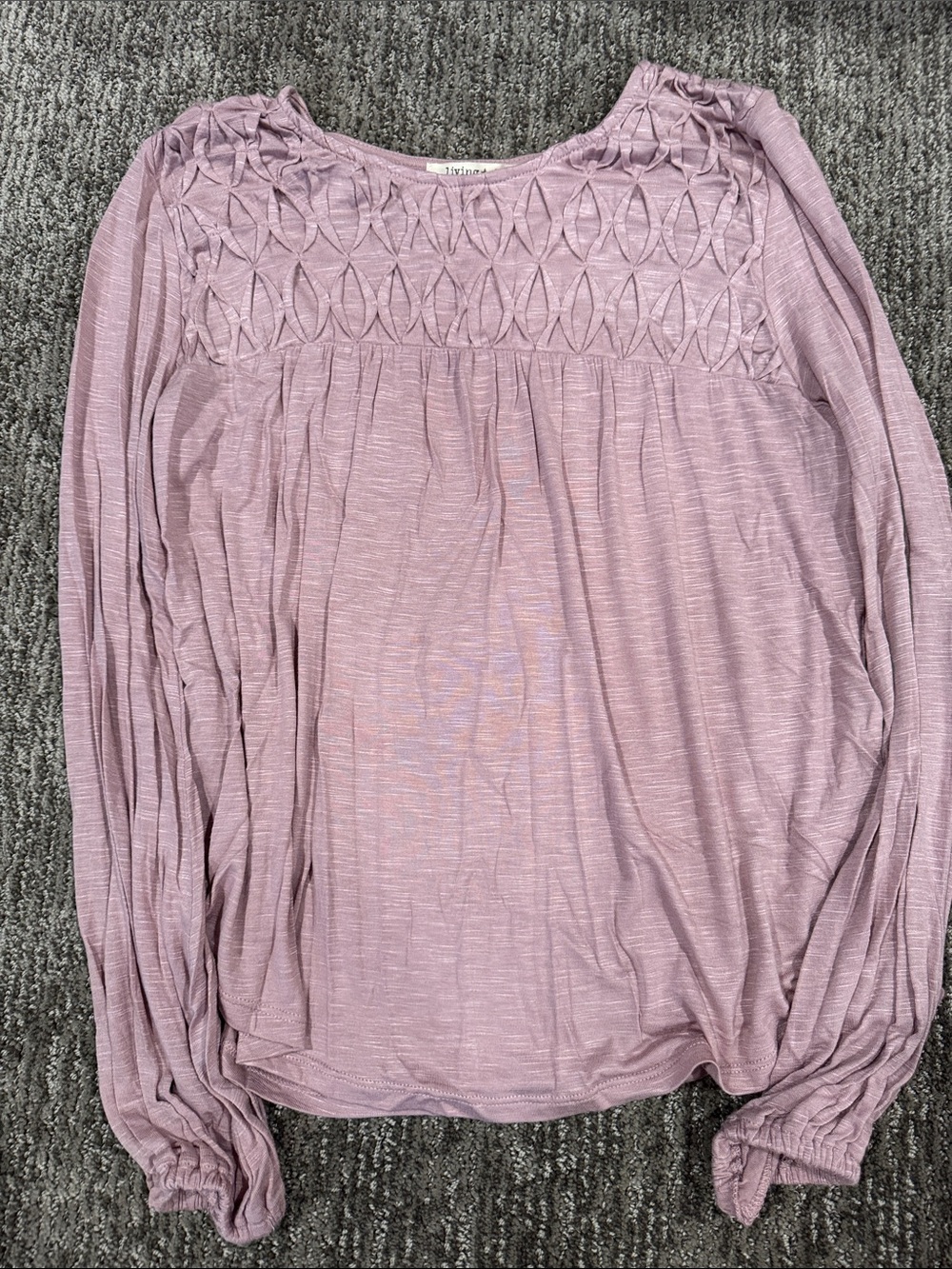 living doll Lavender Smocked Long Sleeve Top